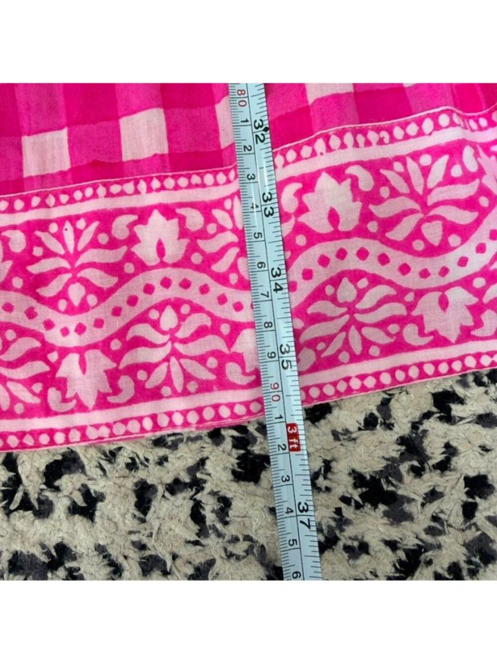 SZ Blockprints Priya Hot Pink Gingham Cotton Tiered Dress Women's Size M - Picture 10 of 12